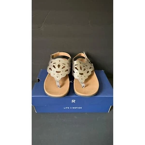 Rockport Sandals Thong Style Comfort Laser Cut Detail Silver Size 7 - Picture 1 of 10