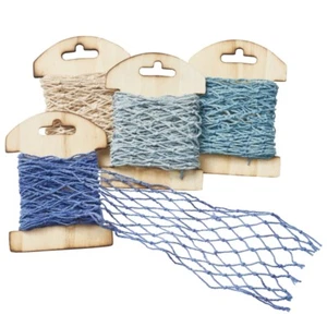 1m Netzband auf der Holzspule Fischernetz Band Deko Maritim - Bild 1 von 6