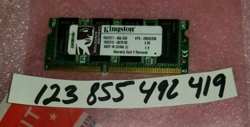 Kingston 256MB PC133 CL2 144PIN RAM MEMORY  Phaser 6250 Series  KTK-ZMD2/256 - Image 1 of 1