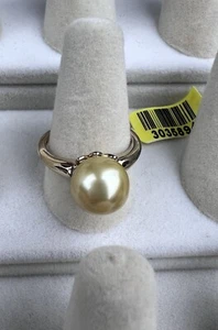 NWT South Sea Gold Pearl Ring Size 9 14K Over 925 Sterling 11 mm Elegant Classic - Picture 1 of 11