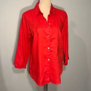 Peck and Peck red embroidered linen shirt Size S- Small Flaw - Picture 1 of 6