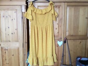NWOT Koko Mustard Floral Off Shoulder Bardot Dress Size 20/22 Flattering Style x
