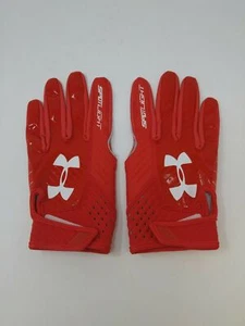 New Under Armour Men's Red/Red/White Spotlight WR Football Gloves - Picture 1 of 4