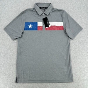 Travis Mathew Shirt Men's Medium Gray Texas Flag Print Stretch Golf Polo NWT - Picture 1 of 12