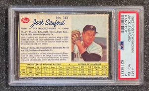 1962 Post Canadian Jack Sanford H/C #141 San Francisco Giants (ROY) PSA 4 VG-EX - Picture 1 of 3