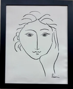 Simin Meykadeh "Boceto de cara de mujer II" ENMARCADO Placa Firmado ARTE Retrato Nuevo - Imagen 1 de 3
