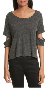 NWT IRO Women's Anthracite ilean Cutout Tee Size S #OS396 - Picture 1 of 7