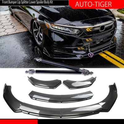 For Honda Accord Sport Carbon Fiber Style Front Bumper Lip /Spoiler /Strut /Rods Foto 1 de 4