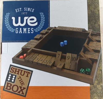 Shut The Box TM Dice Game Walnut Stained Wood Large by WE Games - Image 1 of 3