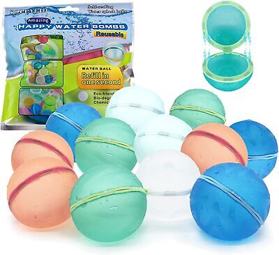 12X Reusable Water Balloons Quick Fill Self Sealing Water Bomb Splash Balls Pool • 32.99$