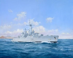 Impresión artística de pintura HMS Yarmouth F101 Fragata Guerra de las Malvinas 1982 Royal Navy - Imagen 1 de 1