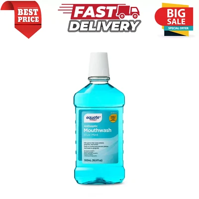 Equate Antiseptic Mouthwash Enamel-Safe Oral Care Blue Mint, 16.9 fl oz (500 mL) - Image 1 of 4