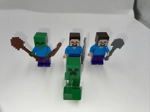 4 Lego Minecraft Minifigures - 2 Steve's, 1 Zombie & - Picture 1 of 5