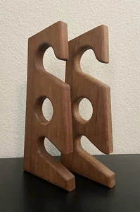 Solid Teak 3-Rod Storage Rack Holder Pair - Bertram Sea Ray Chris-Craft Wall - Picture 1 of 5