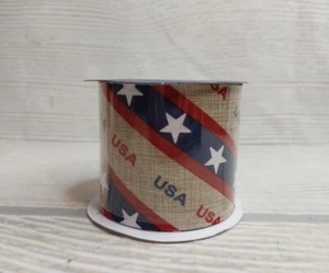 New American Flag 2.5"x3 YD Ribbon Bows Wreath Crafts Stars Stripes USA America - Picture 1 of 14