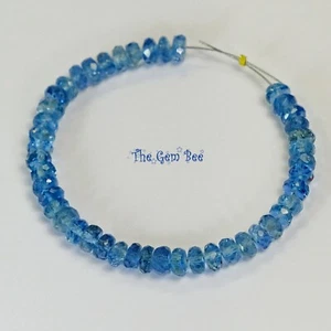 4mm-4.2mm Santa Maria Blue Aquamarine Faceted Rondelle Bead 4" Strand - Picture 1 of 7