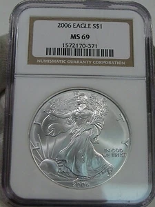 BU 2006 Águila Americana De Plata 1 Onza Troy .999 Fina NGC MS69. #18 - Imagen 1 de 6
