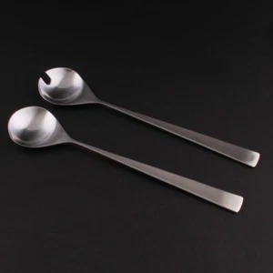 Servidores de ensaladas Stelton Maya. Acero inoxidable. Juego 2 piezas, 1962. Tias Eckhoff. - Imagen 1 de 5