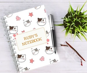 A5 Notebook Notepad Wire Bound Purrfect Cats Personalised Gift Cute Cats NB77 - Picture 1 of 3