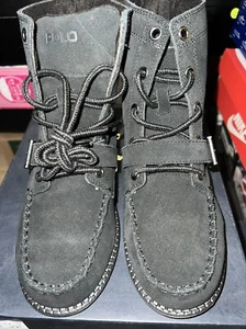 Polo Ralph Lauren Black Ranger Hi Kids Boots Suede Size 2.5 - Picture 1 of 5