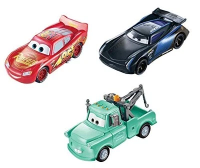 DISNEY PIXAR CARS SET 3 AUTO SAETTA MCQUEEN MATER E BOBBY SWIFT CAMBIA COLORE - Immagine 1 di 4