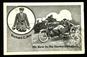 RARE 10s Richard E New Harley Davidson Motorcycle circus sideshow postcard - Picture 1 of 2