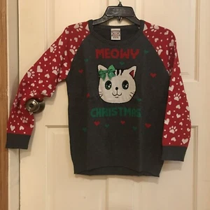 Girls Holiday sweater charcoal gray/red XXL (18) - Picture 1 of 3