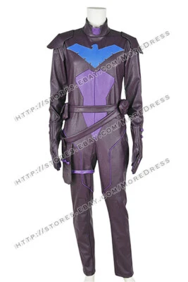 Disfraz de cosplay Nightwing de Young Justice para hombre traje de cuero púrpura Foto 1 de 4