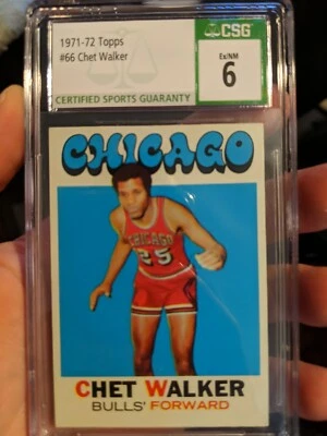 1971 Topps Chet Walker #66 CSG 6 EX-NM Chicago Bulls HOF - Image 1 of 3