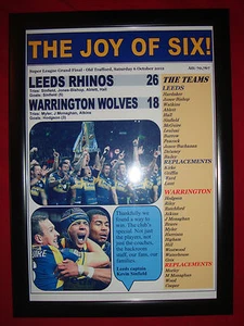 Leeds Rhinos 26 Warrington Wolves 18 - 2012 Grand Final - framed print - Picture 1 of 2