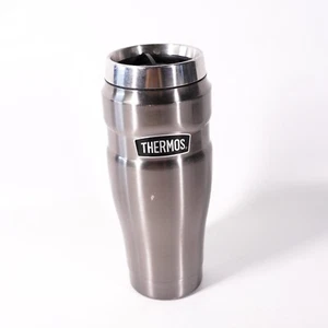Thermos Stainless Steel Silver Metal Tumbler Travel Coffee Mug Cup w/ Lid Gray - Picture 1 of 10
