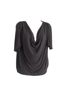 Blusa gris Tinley Road para mujer talla L cuello capucha manga corta rayón top Foto 1 de 4