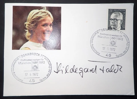 CO14 Olympic 1972 Germany Olympian Autograph Hildegard Falk German Cover