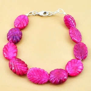 175.00 Cts Earth Mined 8" Long Ruby Oval Shape Carved Beads Bracelet NK 43E136 - Picture 1 of 2