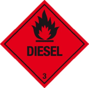 2 x PEGATINAS DE DIAMANTES DE PELIGRO DIÉSEL INFLAMABLES Aproximadamente 100x100mm P&P GRATIS - Imagen 1 de 1
