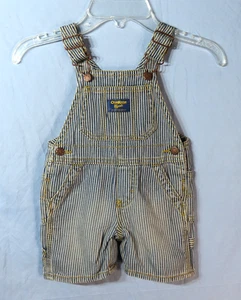 OSHKOSH B'GOSH Vestbak Stripes LIGHTWEIGHT DENIM OVERALLS SHORTALLS Shorts 12M - Picture 1 of 8