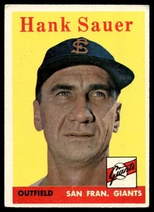 1958 Topps #378 Hank Sauer Gigantes de San Francisco en muy buena condición-en muy buen estado arruga - Imagen 1 de 2