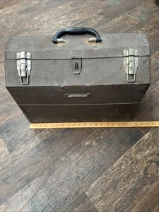 Vintage Waterloo Hip Roof Double Latch Metal Tool Box 18"L x 10"W x 13"H - Picture 1 of 7