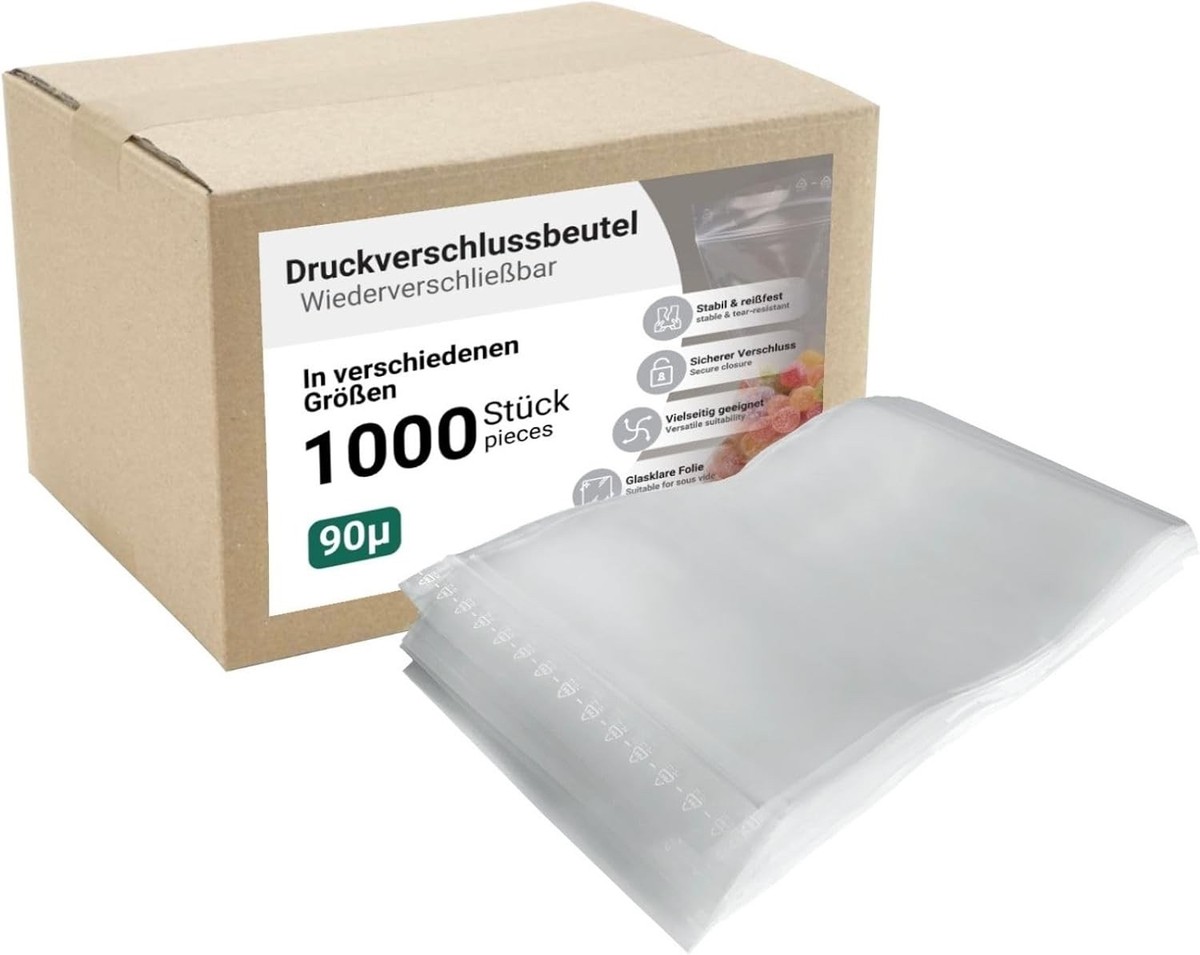 Kleine Tüten Verpacking Druckverschlussbeutel 350 X 450 Mm Transparent 50 Mµ Polybeutel Zip-Beutel Wiederverschließbare Plastikbeutel Verschlussbeutel (1000 Stück Kleine Tüten Mit Verschluss