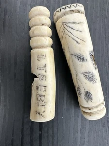 Vintage Scrimshaw due pezzi magnifici tenuta - Liberty - sigillo federale altro - Foto 1 di 4