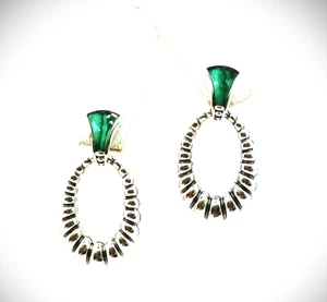 LAGOS Venus Fluted Sterling Silver 18K Gold Post Malachite Doublet Earrings - Picture 1 of 11
