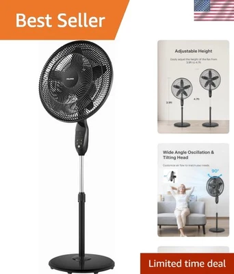 18-Inch Adjustable Oscillating Pedestal Fan with Remote & Timer - Modern Cooling - Изображение 1 из 4
