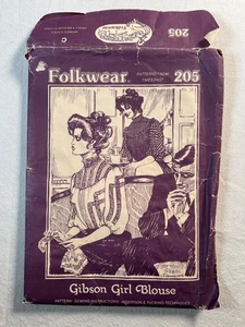 205 Folkwear Schnittmuster Vintage Gibson Mädchen Bluse Größen Small-Large 6-16 UNGESCHNITTEN - Bild 1 von 17