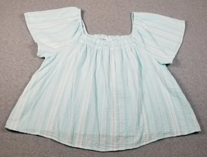 TIME AND TRU Top Women’s 3XL XXXL Blue White Striped Short Sleeve Spring Summer - Picture 1 of 11