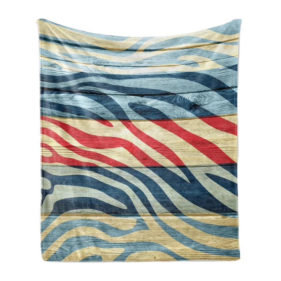 Zebra-Druck Weich Flanell Fleece Decke Land Zebra auf Holz - Bild 1 von 1