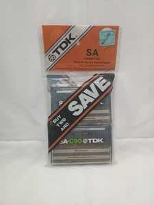 2 TDK SA-C90 High Bias Super Avilyn High Res. Blank Audio Cassette Tapes New - Picture 1 of 4