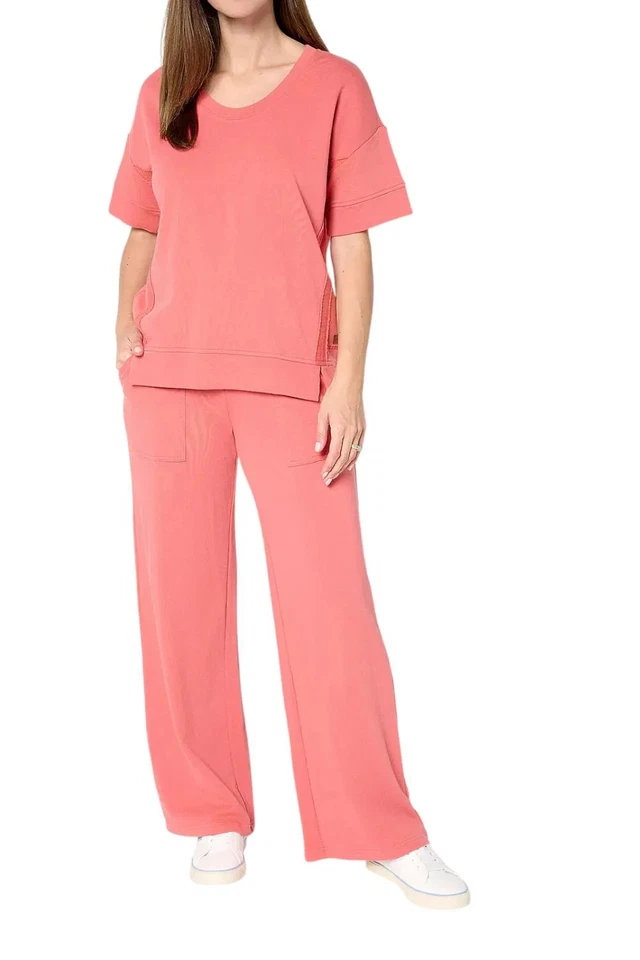 Conjunto de suéter y pantalón rosa de felpa francesa Peace Love World para mujer Foto 1 de 1