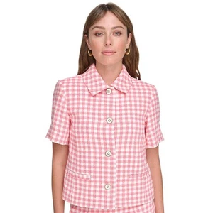 Tommy Hilfiger Women's Gingham Short-Sleeve Jacket - Picture 1 of 4