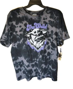 Star Wars Mandalorian The Child T-Shirt Tie-Dye Black Grey Size 2XL NWT - Picture 1 of 5