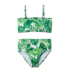 Janie and Jack L105311 Girls Banana Leaf Green Palm Scalloped Swim Set Size 10Y - Picture 1 of 4